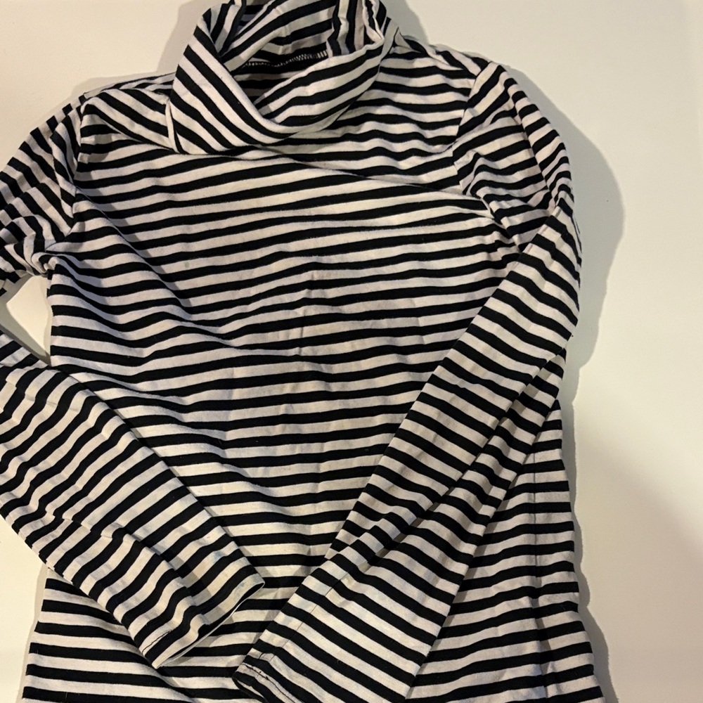 Cat & Jack Black and White Striped Turtleneck Top